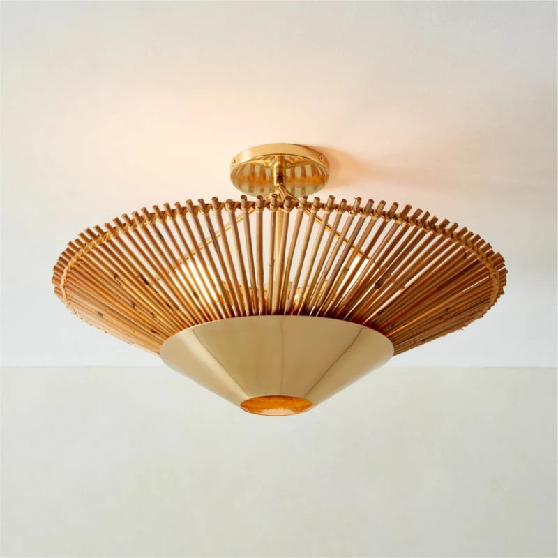 Copa Tiered Natural Rattan Flush Mount Light 4 Copa Tiered Natural Rattan Flush Mount Light - Image 2