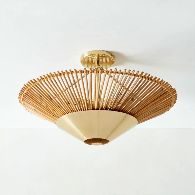 Copa Tiered Natural Rattan Flush Mount Light 3 Copa Tiered Natural Rattan Flush Mount Light