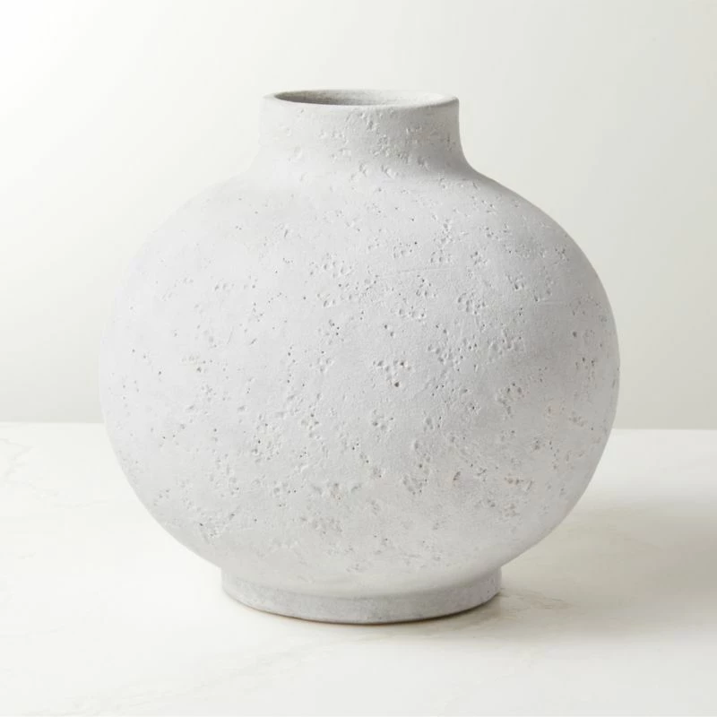 Coralie Round White Terracotta Vase 3 Coralie Round White Terracotta Vase