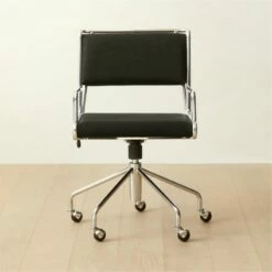 Court Black Vegan Leather Office Chair