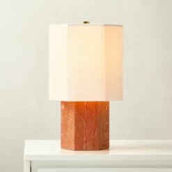 Danielle Red Travertine Table Lamp -marin sHOP DanielleRdTrvtnTableLampROS23