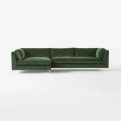 Decker 2-Piece L-Shaped Green Performance Velvet Sectional Sofa With Left Arm Chaise -marin sHOP Decker2PcGrnLAChsSctSofaSOSSF23