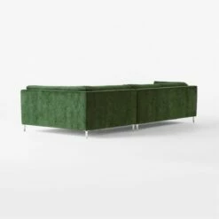 Decker 2-Piece L-Shaped Green Performance Velvet Sectional Sofa With Right Arm Chaise -marin sHOP Decker2PcGrnRAChsSctSofa3QBSSF23