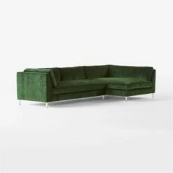 Decker 2-Piece L-Shaped Green Performance Velvet Sectional Sofa With Right Arm Chaise -marin sHOP Decker2PcGrnRAChsSctSofa3QSSF23