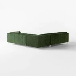 Decker 3-Piece L-Shaped Green Performance Velvet Sectional Sofa With Right Arm -marin sHOP Decker3PcGrnALChrSctSofa3QBSSF23