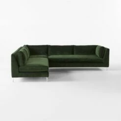 Decker 3-Piece L-Shaped Green Performance Velvet Sectional Sofa With Right Arm -marin sHOP Decker3PcGrnALChrSctSofaSDSSF23