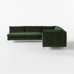Decker 3-Piece L-Shaped Green Performance Velvet Sectional Sofa With Right Arm -marin sHOP Decker3PcGrnALChrSctSofaSOSSF23