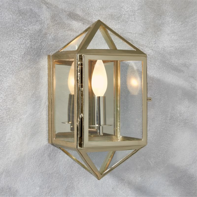 Denver Indoor/Outdoor Polished Brass Wall Sconce 4 Denver Indoor/Outdoor Polished Brass Wall Sconce - Image 2