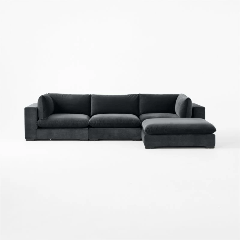 Deseo 4-Piece Modular Charcoal Grey Performance Velvet Sectional Sofa 4 Deseo 4-Piece Modular Charcoal Grey Performance Velvet Sectional Sofa - Image 2