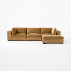 Deseo 4-Piece Modular Copper Brown Performance Velvet Sectional Sofa -marin sHOP Deseo4PcCpprSectSofaSOSSF23