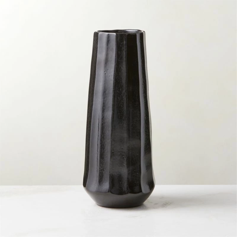 Desi Ribbed Black Vase Tall 3 Desi Ribbed Black Vase Tall