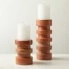 Dev Red Travertine Candle Holders -marin sHOP DevRedTrvrtnPillarHldrGrpAVFHS22