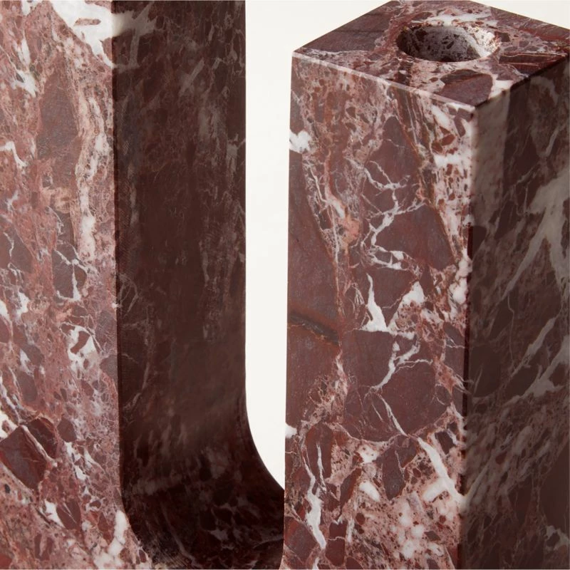 Double Red Marble Taper Candle Holder 6 Double Red Marble Taper Candle Holder - Image 4