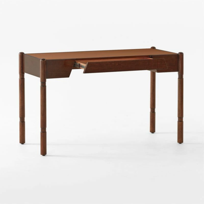 Dreher Brown Leather Desk With Drawer 8 Dreher Brown Leather Desk With Drawer - Image 6