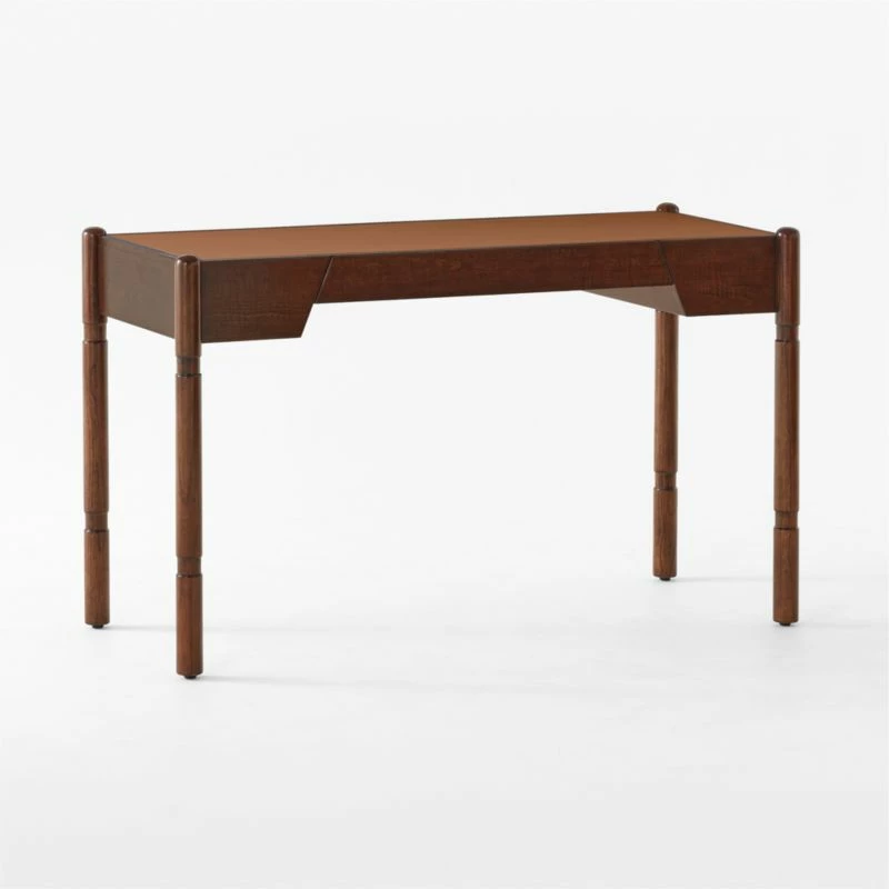 Dreher Brown Leather Desk With Drawer 7 Dreher Brown Leather Desk With Drawer - Image 5