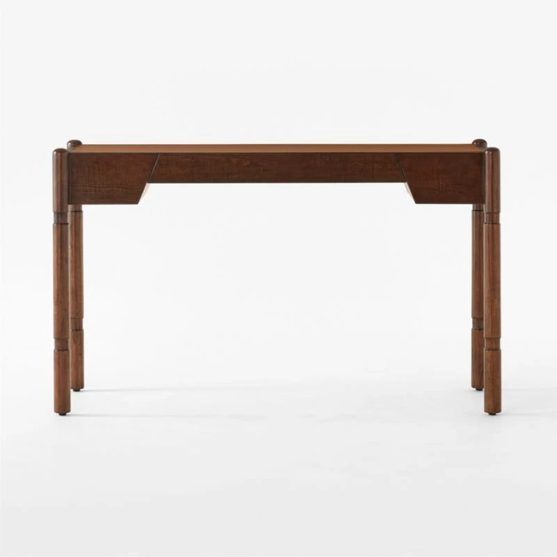 Dreher Brown Leather Desk With Drawer 6 Dreher Brown Leather Desk With Drawer - Image 4
