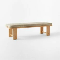 El Molino Oak Dining Bench With Suede Cushion 12 El Molino Oak Dining Bench With Suede Cushion -marin sHOP ElMolinoBenchWSdCshn3QSSS22