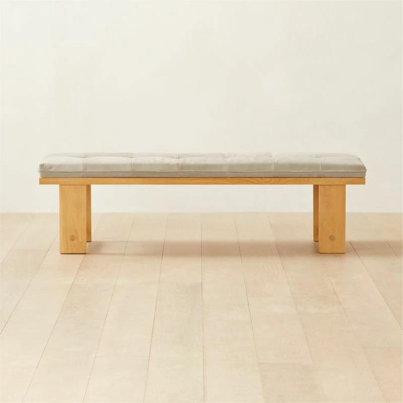 El Molino Oak Dining Bench With Suede Cushion 3 El Molino Oak Dining Bench With Suede Cushion