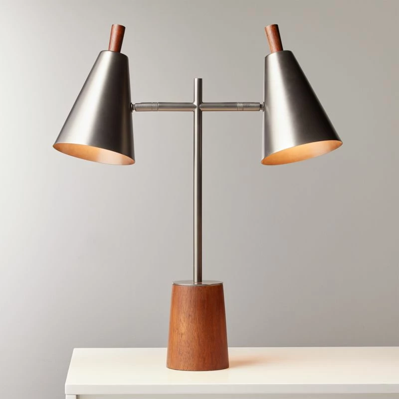 Exposior Gunmetal And Walnut Table Lamp Model 2014 4 Exposior Gunmetal And Walnut Table Lamp Model 2014 - Image 2