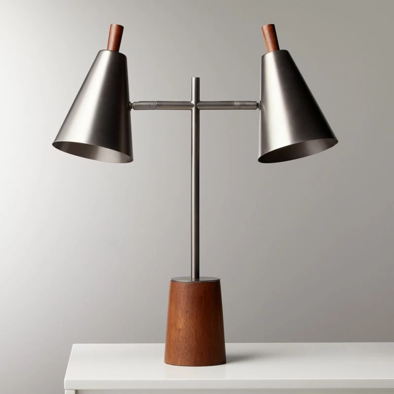 Exposior Gunmetal And Walnut Table Lamp Model 2014 3 Exposior Gunmetal And Walnut Table Lamp Model 2014