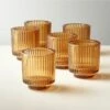 Ezra Amber Glass Tealight Candle Holders Set Of 6 -marin sHOP EzraAmberTealightHolderS6SHF21