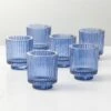Ezra Blue Glass Tealight Candle Holders Set Of 6 2 Ezra Blue Glass Tealight Candle Holders Set Of 6 -marin sHOP EzraBlueTealightHolderS6SHS23