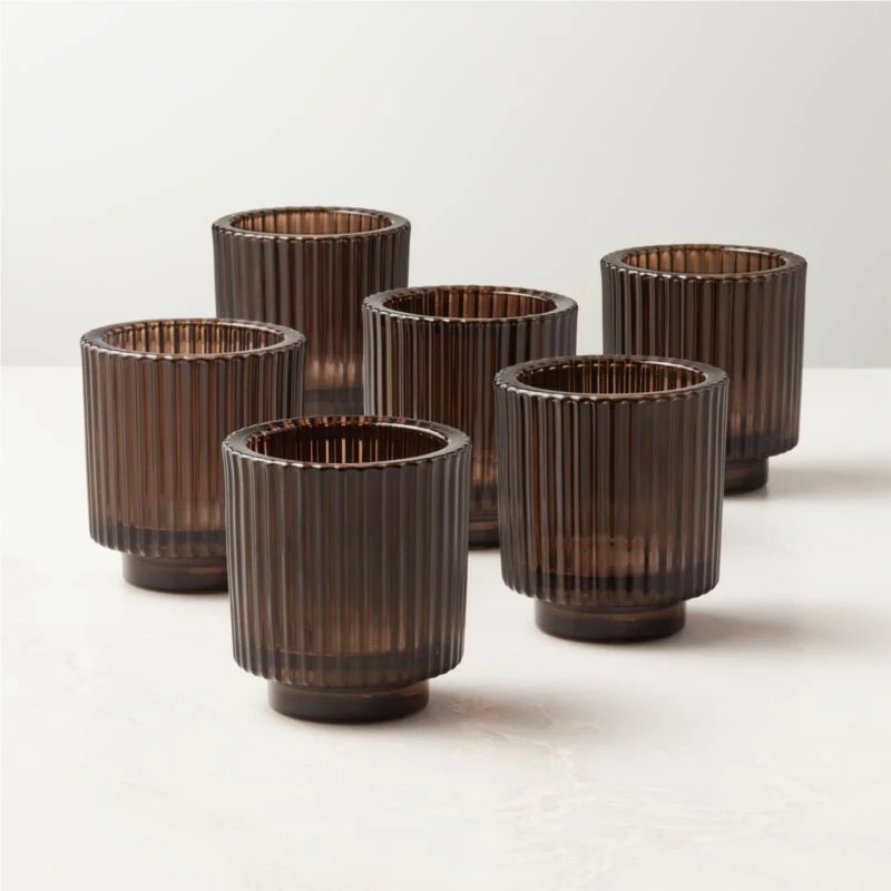 Ezra Dark Brown Tealight Candle Holders Set Of 6 3 Ezra Dark Brown Tealight Candle Holders Set Of 6