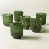 Ezra Green Glass Tealight Candle Holders Set Of 6 -marin sHOP EzraGreenTealightHolderS6SHF23