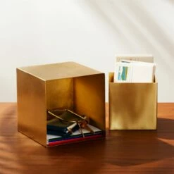 2-Piece Small Solid Brass Studio Storage Box Set