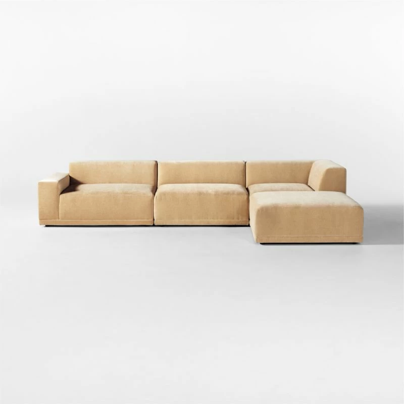 Faible 4-Piece Wheat Performance Velvet Sectional Sofa With Left Arm 4 Faible 4-Piece Wheat Performance Velvet Sectional Sofa With Left Arm - Image 2