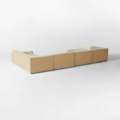 Faible 6-Piece U-Shaped Wheat Performance Velvet Sectional Sofa With Right Arm -marin sHOP FaibleWhtVlvtRA6PcSect3QBSSS23