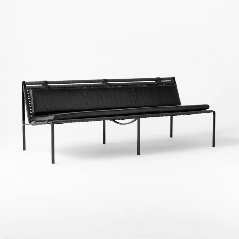 Fenn Black Cord And Leather Settee 5 Fenn Black Cord And Leather Settee - Image 3