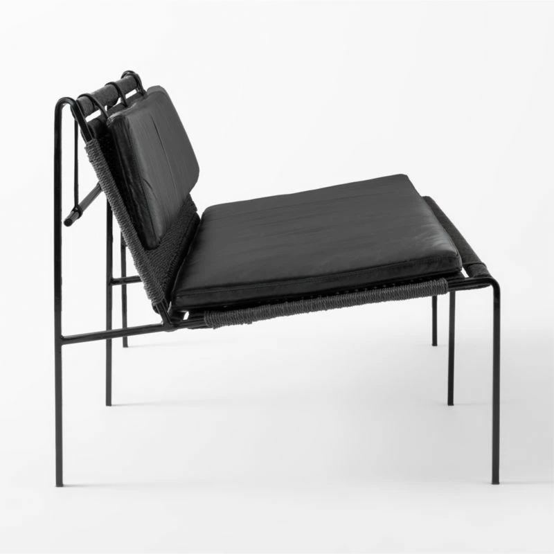 Fenn Black Cord And Leather Settee 6 Fenn Black Cord And Leather Settee - Image 4