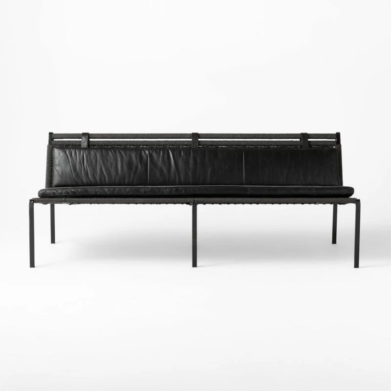 Fenn Black Cord And Leather Settee 4 Fenn Black Cord And Leather Settee - Image 2