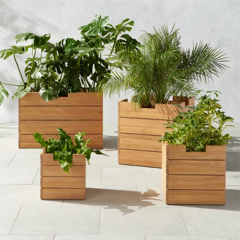 Ferrat Teak Outdoor Planters 3 Ferrat Teak Outdoor Planters