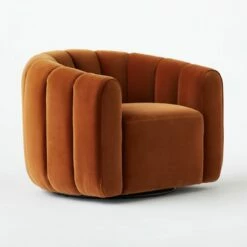 Fitz Channeled Russet Velvet Swivel Chair 14 Fitz Channeled Russet Velvet Swivel Chair -marin sHOP FitzChairLucaRusset3QF20 1