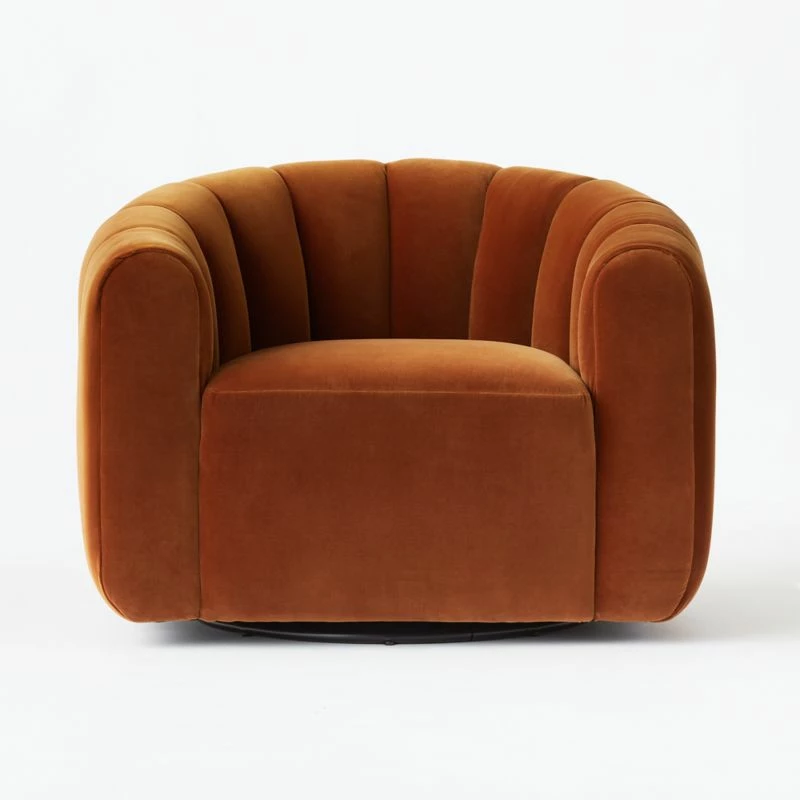 Fitz Channeled Russet Velvet Swivel Chair 6 Fitz Channeled Russet Velvet Swivel Chair - Image 4