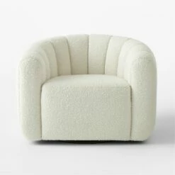 Fitz Channeled White Boucle Swivel Chair Set Of 2 -marin sHOP FitzCreamBclSwivelChrSOSSS23