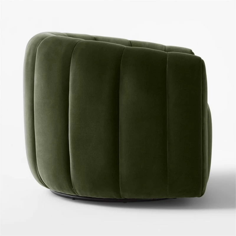 Fitz Channeled Green Velvet Swivel Chair Set Of 2 7 Fitz Channeled Green Velvet Swivel Chair Set Of 2 - Image 5