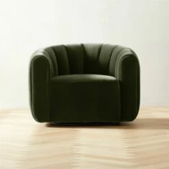 Fitz Channeled Green Velvet Swivel Chair Set Of 2