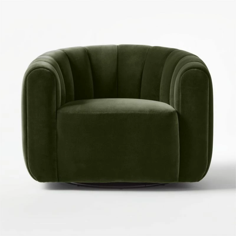 Fitz Channeled Green Velvet Swivel Chair Set Of 2 5 Fitz Channeled Green Velvet Swivel Chair Set Of 2 - Image 3