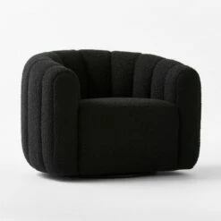 Fitz Channeled Black Boucle Swivel Chair 10 Fitz Channeled Black Boucle Swivel Chair -marin sHOP FitzTeddyBlkSwivelChair3QSSF23