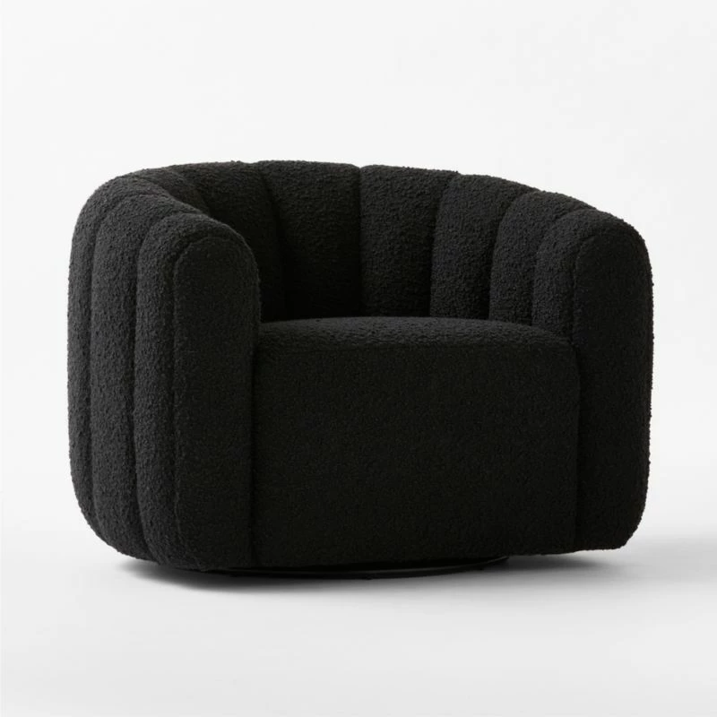 Fitz Channeled Black Boucle Swivel Chair 5 Fitz Channeled Black Boucle Swivel Chair - Image 3