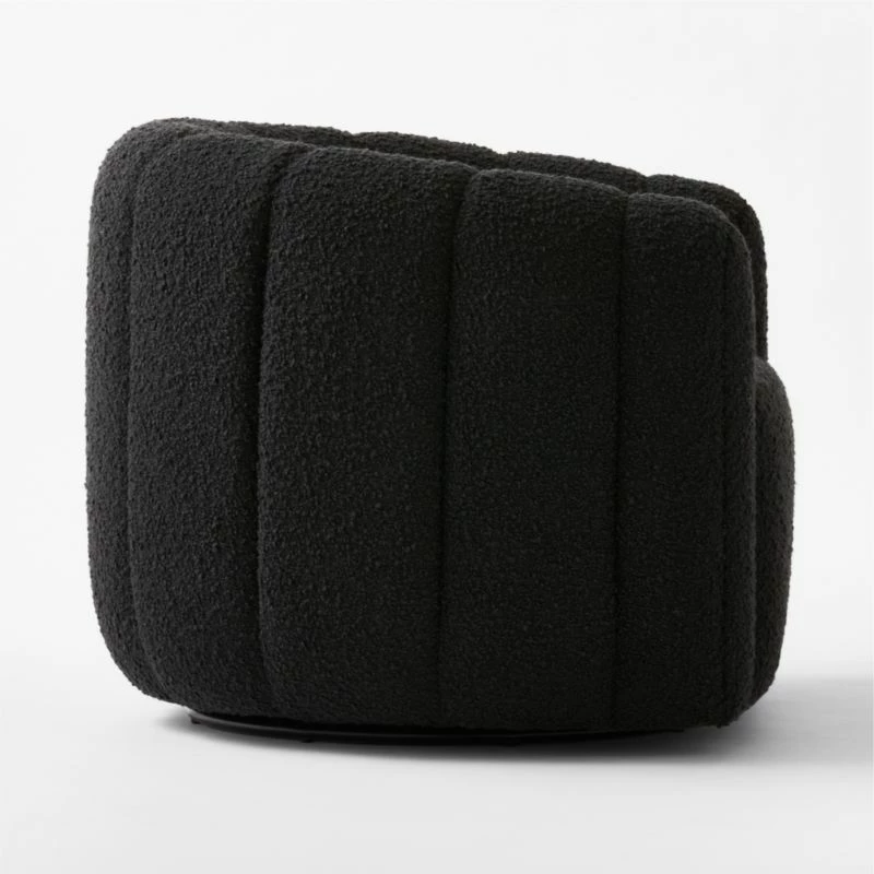 Fitz Channeled Black Boucle Swivel Chair 6 Fitz Channeled Black Boucle Swivel Chair - Image 4