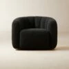 Fitz Channeled Black Boucle Swivel Chair -marin sHOP FitzTeddyBlkSwivelChairSHF23