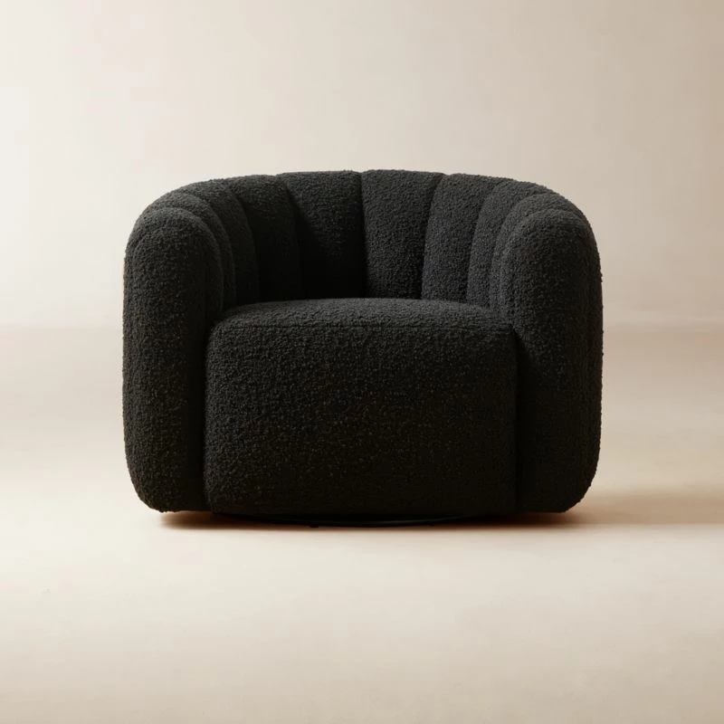 Fitz Channeled Black Boucle Swivel Chair 3 Fitz Channeled Black Boucle Swivel Chair