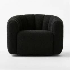 Fitz Channeled Black Boucle Swivel Chair 9 Fitz Channeled Black Boucle Swivel Chair -marin sHOP FitzTeddyBlkSwivelChairSOSSF23