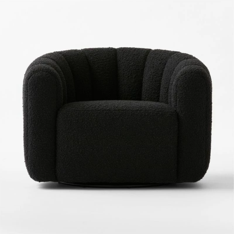 Fitz Channeled Black Boucle Swivel Chair 4 Fitz Channeled Black Boucle Swivel Chair - Image 2