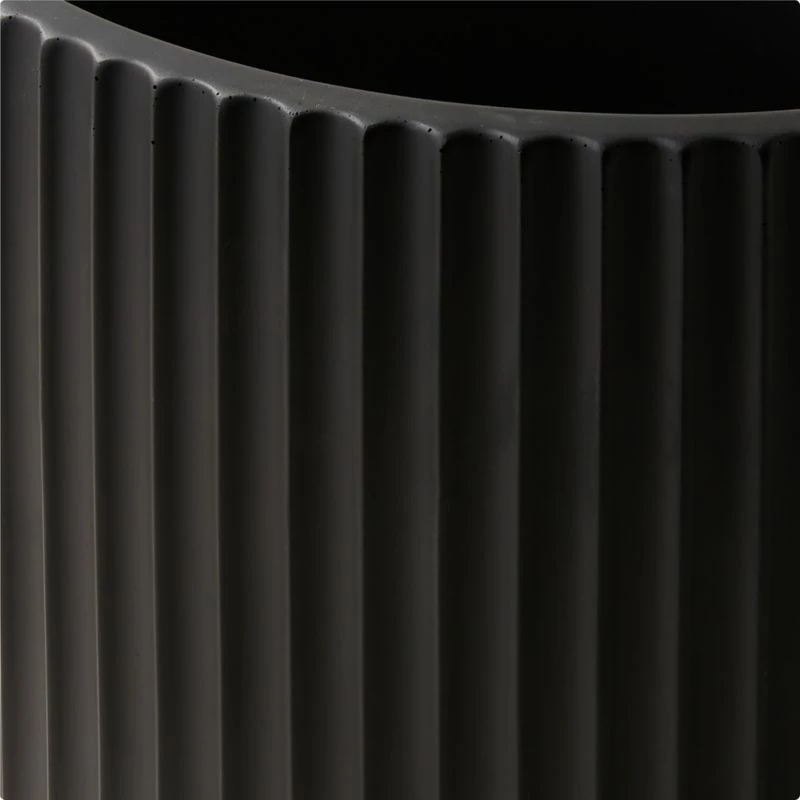 Fold Black Cement Indoor Planter With Tray Large 6 Fold Black Cement Indoor Planter With Tray Large - Image 4