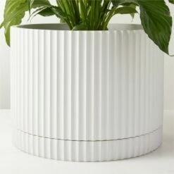 Fold White Cement Indoor Planter With Tray XL -marin sHOP FoldWtXLCmntPlanterWTrayROF22